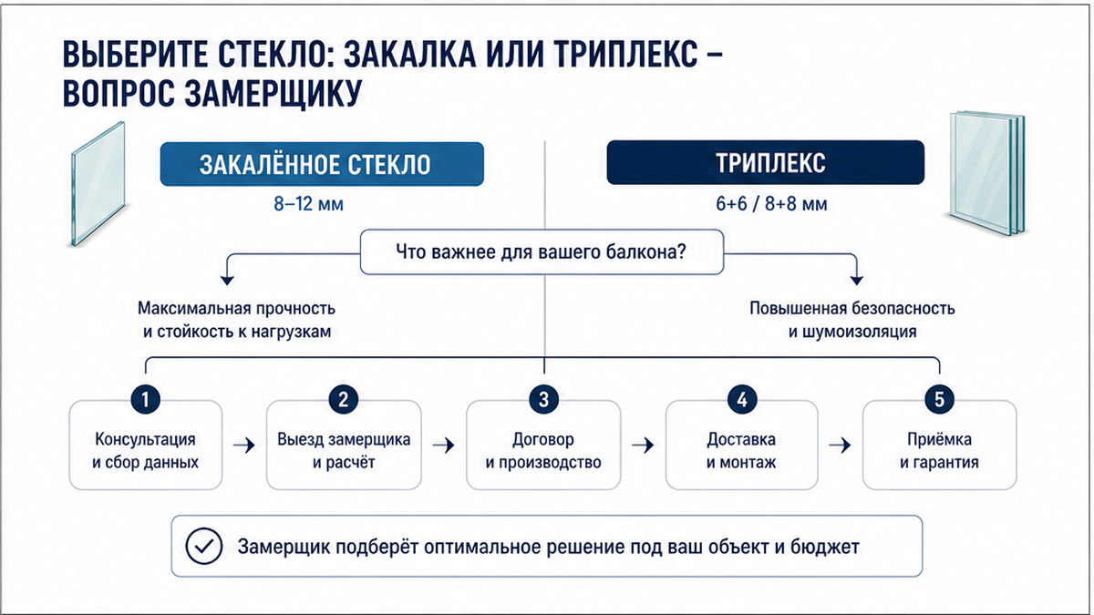 Схема выбора: закалка или триплекс для балкона