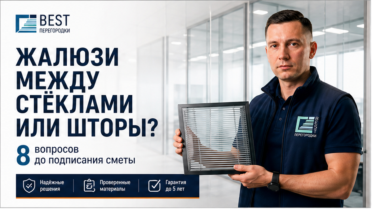 Обложка: эксперт BEST сравнивает встроенные жалюзи в стеклопакете и наружные шторы в офисе