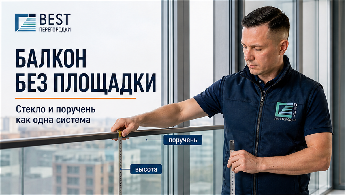 Эксперт у французского балкона: узкое стеклянное ограждение с поручнем у панорамной двери