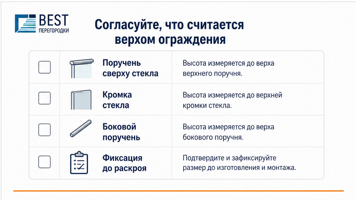 Чеклист: что считать верхом стеклянного ограждения лестницы
